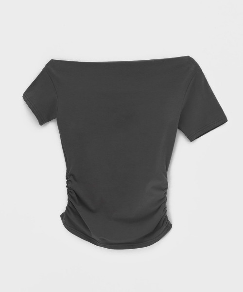 BLACKUP（ブラックアップ）の「[MADE] ジゼロアンバランスシャーリング半袖Tシャツ（Tシャツ/カットソー・レディース・チャコール/アイボリー/ブラック・FREE）」の17枚目の写真