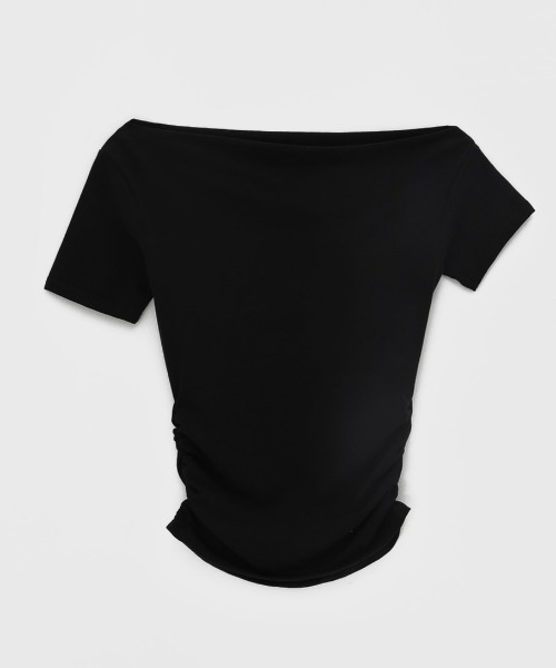 BLACKUP（ブラックアップ）の「[MADE] ジゼロアンバランスシャーリング半袖Tシャツ（Tシャツ/カットソー・レディース・チャコール/アイボリー/ブラック・FREE）」の14枚目の写真