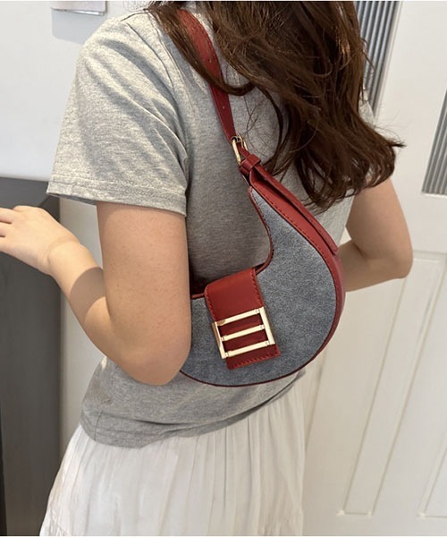 gossip！ロサンゼルス（ゴシップロサンゼルス）の「ハーフムーンショルダーバッグ ハンドバック  ベルトショルダーバッグ  ミニバッグ（ハンドバッグ・レディース・グリーン/ブラック/ホワイト/ネイビー/ベージュ/レッド・FREE）」の16枚目の写真