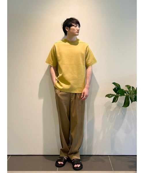 ESTNATION（エストネーション）の「ESTNATION / ペーパーミラノニットTシャツ（Tシャツ/カットソー・メンズ・ブラック/グレイッシュベージュ/イエロー・SMALL/MEDIUM/LARGE）」の14枚目の写真