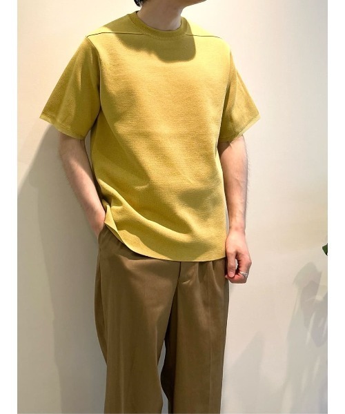 ESTNATION（エストネーション）の「ESTNATION / ペーパーミラノニットTシャツ（Tシャツ/カットソー・メンズ・ブラック/グレイッシュベージュ/イエロー・SMALL/MEDIUM/LARGE）」の13枚目の写真