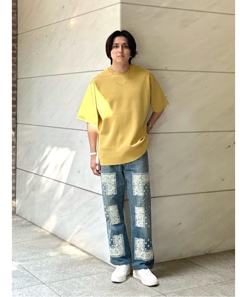 ESTNATION（エストネーション）の「ESTNATION / ペーパーミラノニットTシャツ（Tシャツ/カットソー・メンズ・ブラック/グレイッシュベージュ/イエロー・SMALL/MEDIUM/LARGE）」の12枚目の写真