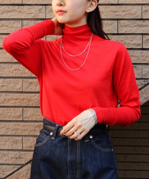 THE SHINZONE（ザ　シンゾーン）の「THE SHINZONE/シンゾーン　コットンシルク ハイネックニット　COTTON SILK HIGH NECK KNIT　24AMSNI10（ニット/セーター・レディース・レッド/グレー/ネイビー/パープル/キャメル・FREE）」の5枚目の写真