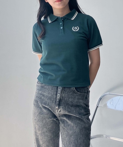 AS KNOW AS plus(アズノゥアズプラス)の「◎ワンポイントロゴ刺繍 半袖ラインポロシャツ(ポロシャツ・レディース・ネイビー/ピンク/アイボリー/グリーン・FREE)」の21枚目の写真