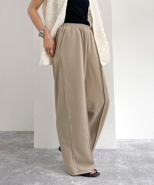 fredy emue（フレディエミュ）の「【セットアップ可能】カットジョーゼットパンツ（その他パンツ・レディース・ベージュ/ネイビー/ブラック・38/36）」の3枚目の写真