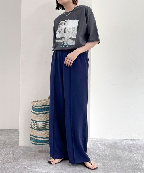 fredy emue（フレディエミュ）の「【セットアップ可能】カットジョーゼットパンツ（その他パンツ・レディース・ベージュ/ネイビー/ブラック・38/36）」の6枚目の写真