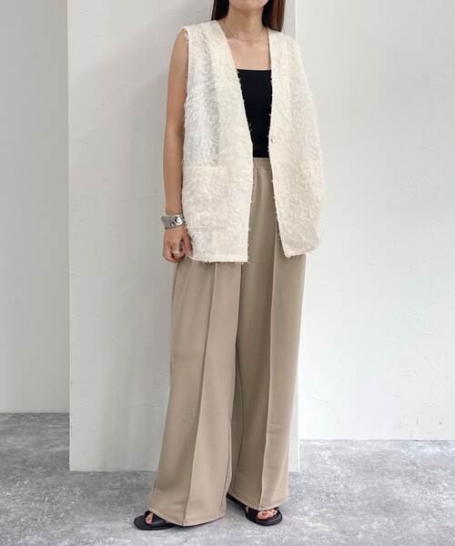 fredy emue（フレディエミュ）の「【セットアップ可能】カットジョーゼットパンツ（その他パンツ・レディース・ベージュ/ネイビー/ブラック・38/36）」の13枚目の写真