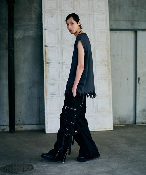 HARE（ハレ）の「【UNDERGROUND MODE】ダメージノースリーブカットソー(HARE)（Tシャツ/カットソー・メンズ・ブラック/チャコールグレー/パープル・FREE）」の7枚目の写真