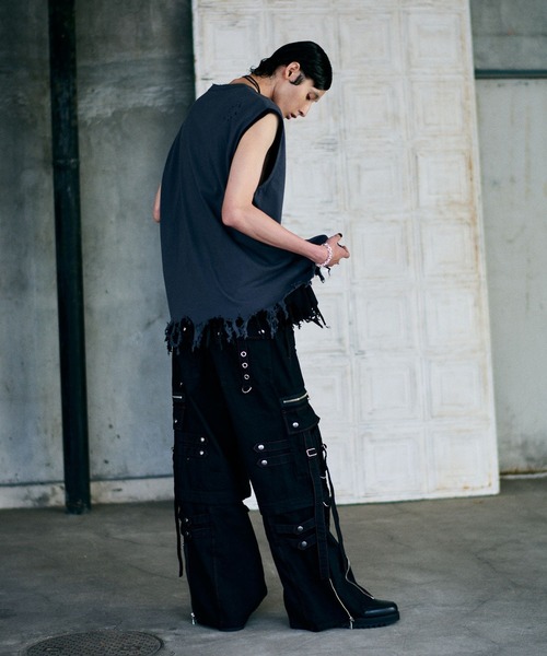 HARE（ハレ）の「【UNDERGROUND MODE】ダメージノースリーブカットソー(HARE)（Tシャツ/カットソー・メンズ・ブラック/チャコールグレー/パープル・FREE）」の8枚目の写真