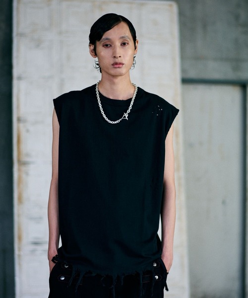 HARE（ハレ）の「【UNDERGROUND MODE】ダメージノースリーブカットソー(HARE)（Tシャツ/カットソー・メンズ・ブラック/チャコールグレー/パープル・FREE）」の11枚目の写真