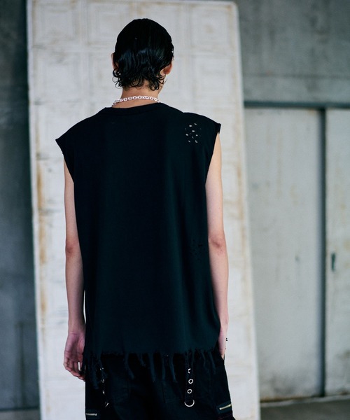 HARE（ハレ）の「【UNDERGROUND MODE】ダメージノースリーブカットソー(HARE)（Tシャツ/カットソー・メンズ・ブラック/チャコールグレー/パープル・FREE）」の13枚目の写真