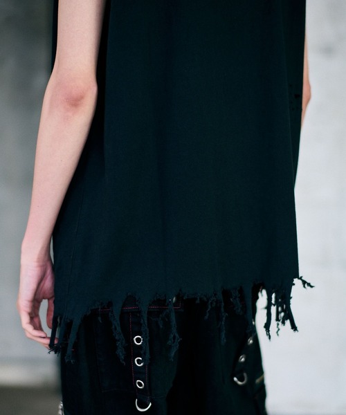 HARE（ハレ）の「【UNDERGROUND MODE】ダメージノースリーブカットソー(HARE)（Tシャツ/カットソー・メンズ・ブラック/チャコールグレー/パープル・FREE）」の14枚目の写真