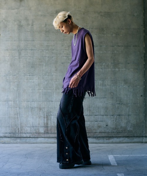 HARE（ハレ）の「【UNDERGROUND MODE】ダメージノースリーブカットソー(HARE)（Tシャツ/カットソー・メンズ・ブラック/チャコールグレー/パープル・FREE）」の16枚目の写真