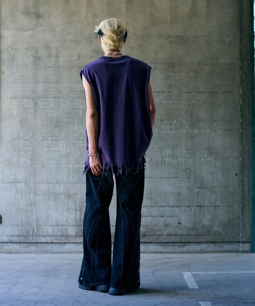 HARE（ハレ）の「【UNDERGROUND MODE】ダメージノースリーブカットソー(HARE)（Tシャツ/カットソー・メンズ・ブラック/チャコールグレー/パープル・FREE）」の17枚目の写真