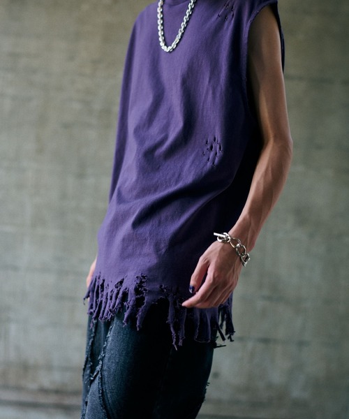 HARE（ハレ）の「【UNDERGROUND MODE】ダメージノースリーブカットソー(HARE)（Tシャツ/カットソー・メンズ・ブラック/チャコールグレー/パープル・FREE）」の20枚目の写真
