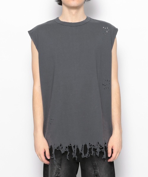 HARE（ハレ）の「【UNDERGROUND MODE】ダメージノースリーブカットソー(HARE)（Tシャツ/カットソー・メンズ・ブラック/チャコールグレー/パープル・FREE）」の21枚目の写真