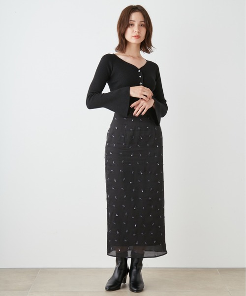 SNIDEL（スナイデル）の「クロップドフレアスリーブカーディガン（ニット/セーター・レディース・アイボリー/ブラック/ラベンダー/ブラウン・FREE）」の9枚目の写真