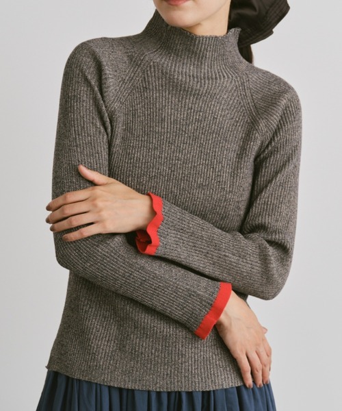 Libra Cue（リブラ キュー）の「ハイネックフリルリブニット（ニット/セーター・レディース・レッド/アイボリー/ブラック/ブルー/グレー・FREE）」の5枚目の写真