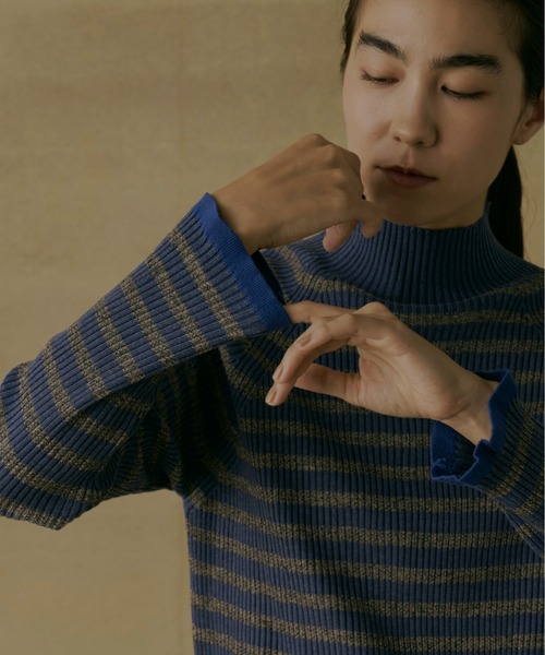 Libra Cue（リブラ キュー）の「ハイネックフリルリブニット（ニット/セーター・レディース・レッド/アイボリー/ブラック/ブルー/グレー・FREE）」の21枚目の写真