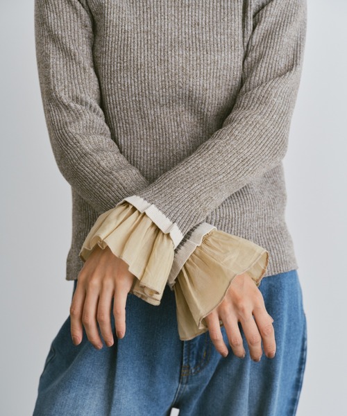 Libra Cue（リブラ キュー）の「ハイネックフリルリブニット（ニット/セーター・レディース・レッド/アイボリー/ブラック/ブルー/グレー・FREE）」の16枚目の写真