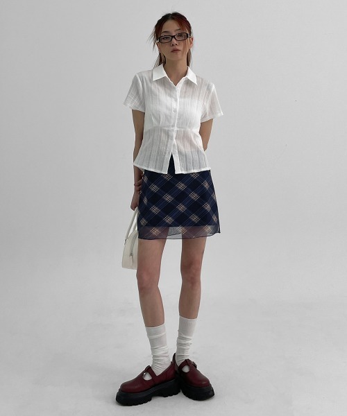 BLACKUP（ブラックアップ）の「[MADE] ウィンクルプリーツシャツ（半袖ver.）（シャツ/ブラウス・レディース・ホワイト・SMALL/MEDIUM）」の4枚目の写真