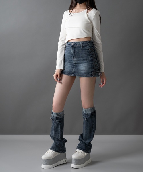 DearMyLoveMillor（ディアマイラブミラー）の「レッグカバーsetデニムスカパン（スカート・レディース・インディゴブルー・SMALL/MEDIUM/LARGE/LL）」の19枚目の写真