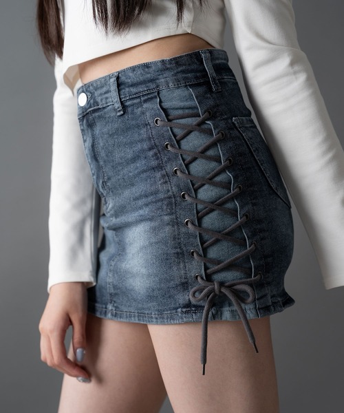 DearMyLoveMillor（ディアマイラブミラー）の「レッグカバーsetデニムスカパン（スカート・レディース・インディゴブルー・SMALL/MEDIUM/LARGE/LL）」の21枚目の写真