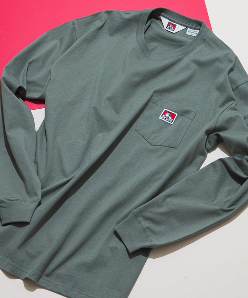 BEN DAVIS（ベンデイビス）の「【BEN DAVIS/ベンデイビス】オーバーサイズ 長袖 ロンT ブランドネーム ポケット付き（Tシャツ/カットソー・メンズ・ホワイト/グレイッシュブルー/ブラック/グレー/カーキ/ダークグリーン・X-LARGE/LARGE/MEDIUM/SMALL）」の5枚目の写真