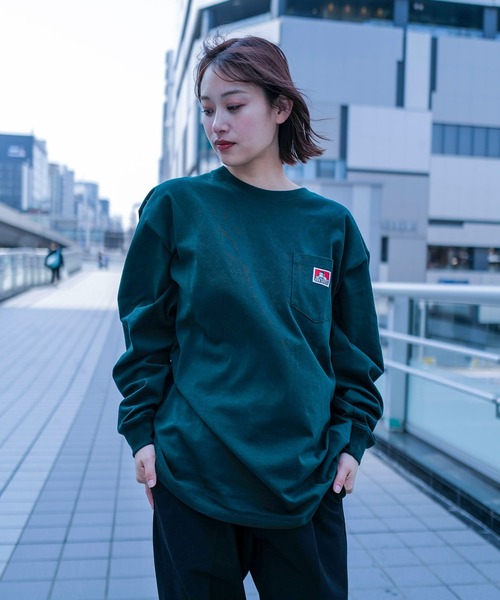 BEN DAVIS（ベンデイビス）の「【BEN DAVIS/ベンデイビス】オーバーサイズ 長袖 ロンT ブランドネーム ポケット付き（Tシャツ/カットソー・メンズ・ホワイト/グレイッシュブルー/ブラック/グレー/カーキ/ダークグリーン・X-LARGE/LARGE/MEDIUM/SMALL）」の4枚目の写真