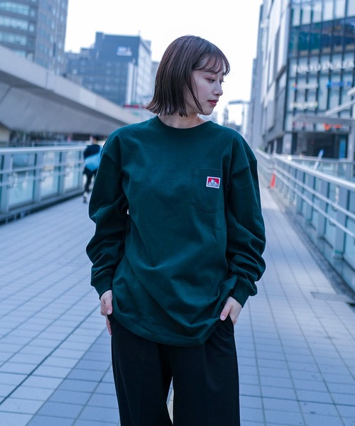 BEN DAVIS（ベンデイビス）の「【BEN DAVIS/ベンデイビス】オーバーサイズ 長袖 ロンT ブランドネーム ポケット付き（Tシャツ/カットソー・メンズ・ホワイト/グレイッシュブルー/ブラック/グレー/カーキ/ダークグリーン・X-LARGE/LARGE/MEDIUM/SMALL）」の20枚目の写真