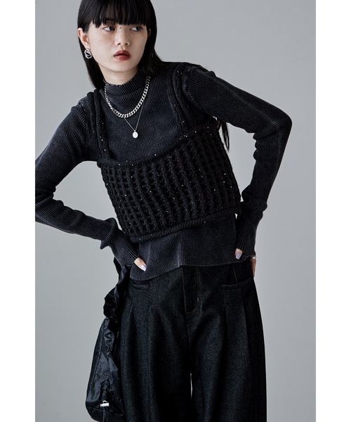 スパングルニットメッシュビスチェ（タンクトップ）｜etoll.（エトル