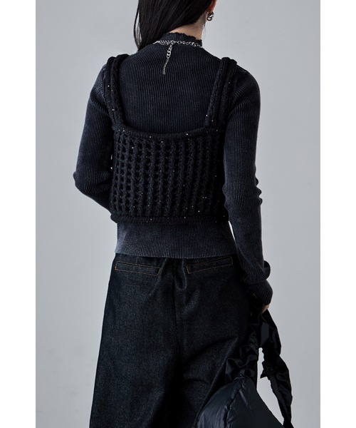 スパングルニットメッシュビスチェ（タンクトップ）｜etoll.（エトル