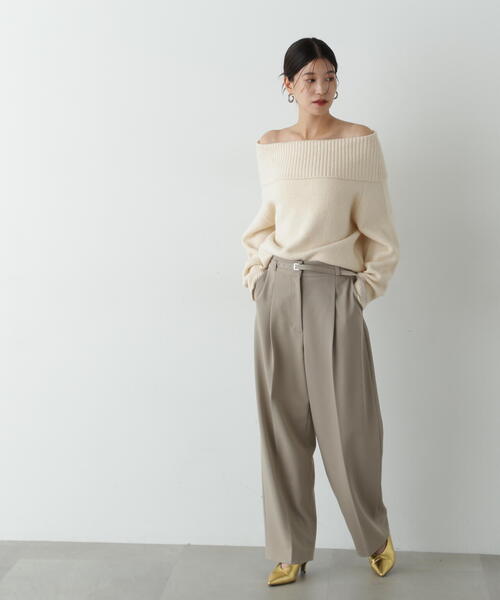 N.（N. Natural Beauty Basic）（エヌエヌナチュラルビューティーベーシック）の「センタープレスベルトツキワイドパンツⅡ（その他パンツ・レディース・グレー/ブラウン/ベージュ・MEDIUM/SMALL）」の21枚目の写真