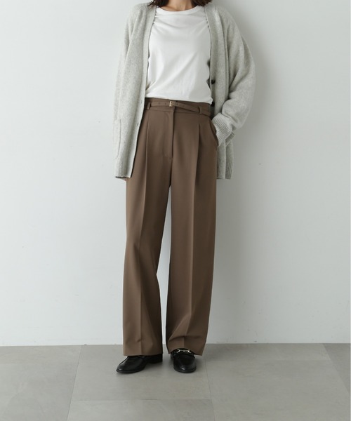 N.（N. Natural Beauty Basic）（エヌエヌナチュラルビューティーベーシック）の「センタープレスベルトツキワイドパンツⅡ（その他パンツ・レディース・グレー/ブラウン/ベージュ・MEDIUM/SMALL）」の16枚目の写真