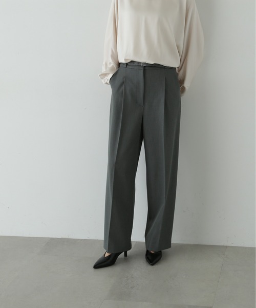 N.（N. Natural Beauty Basic）（エヌエヌナチュラルビューティーベーシック）の「センタープレスベルトツキワイドパンツⅡ（その他パンツ・レディース・グレー/ブラウン/ベージュ・MEDIUM/SMALL）」の5枚目の写真