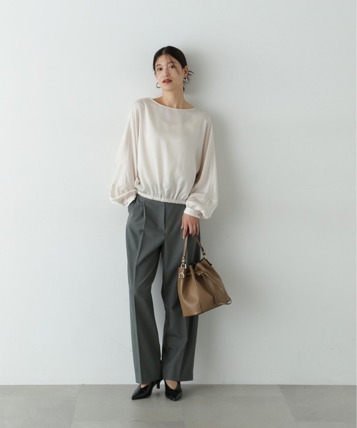 N.（N. Natural Beauty Basic）（エヌエヌナチュラルビューティーベーシック）の「センタープレスベルトツキワイドパンツⅡ（その他パンツ・レディース・グレー/ブラウン/ベージュ・MEDIUM/SMALL）」の6枚目の写真