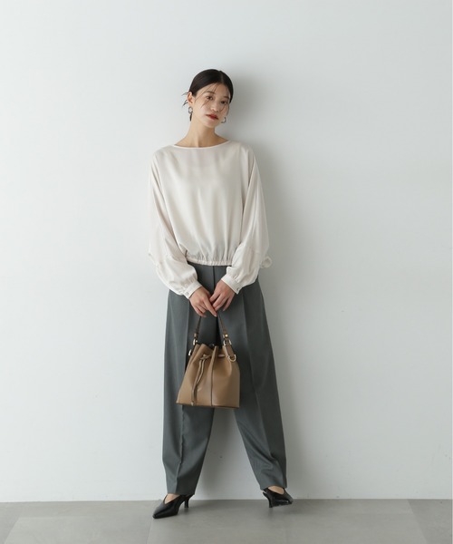 N.（N. Natural Beauty Basic）（エヌエヌナチュラルビューティーベーシック）の「センタープレスベルトツキワイドパンツⅡ（その他パンツ・レディース・グレー/ブラウン/ベージュ・MEDIUM/SMALL）」の7枚目の写真