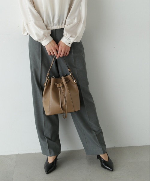 N.（N. Natural Beauty Basic）（エヌエヌナチュラルビューティーベーシック）の「センタープレスベルトツキワイドパンツⅡ（その他パンツ・レディース・グレー/ブラウン/ベージュ・MEDIUM/SMALL）」の8枚目の写真