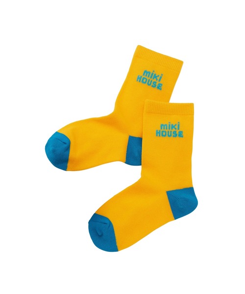 MIKI HOUSE（ミキハウス）の「【WEB限定】ロゴソックス（11cm－23cm）（ソックス/靴下・キッズ・レッド/サックスブルー/イエロー/ネイビー/ホワイト/レッド系その他/ライトグリーン/ピンク/グリーン・17cm/15cm/13cm/11cm/21cm/19cm/13-15cm/15-17cm/17-19cm/19-21cm/21-23cm/11-13cm）」の6枚目の写真