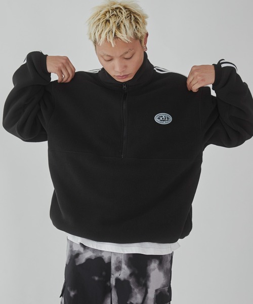 WEGO（ウィゴー）の「WEGO/フリースワンポイントハーフZIPプルオーバー（スウェット・メンズ・ブラック/オフホワイト/ネイビー・MEDIUM/LARGE）」の21枚目の写真