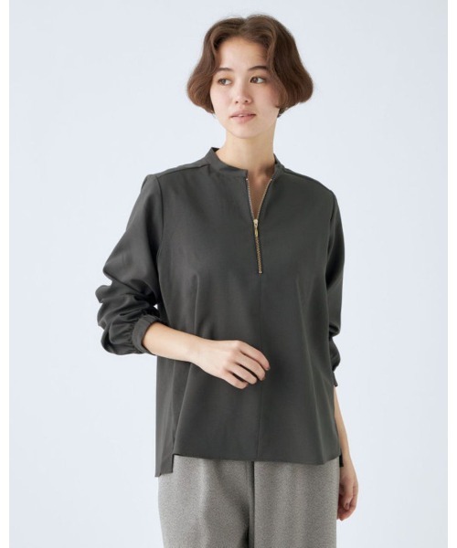 【ストレッチツイル素材】ハーフジップ・ブラウス（シャツ/ブラウス）｜SUIT SELECT（スーツセレクト） 7,590円