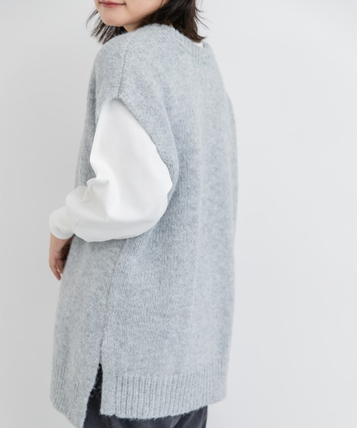 EKAL（エカル）の「2WAYニットベスト（ベスト・レディース・チャコールグレー/グレー/ブラウン・ONE）」の7枚目の写真