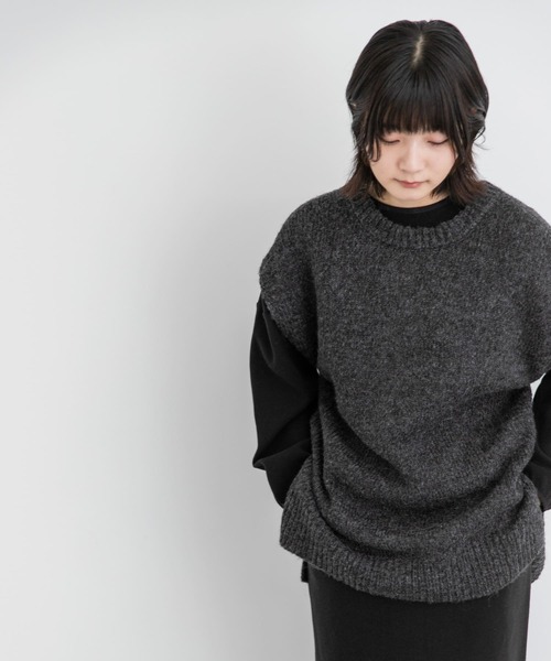 EKAL（エカル）の「2WAYニットベスト（ベスト・レディース・チャコールグレー/グレー/ブラウン・ONE）」の19枚目の写真