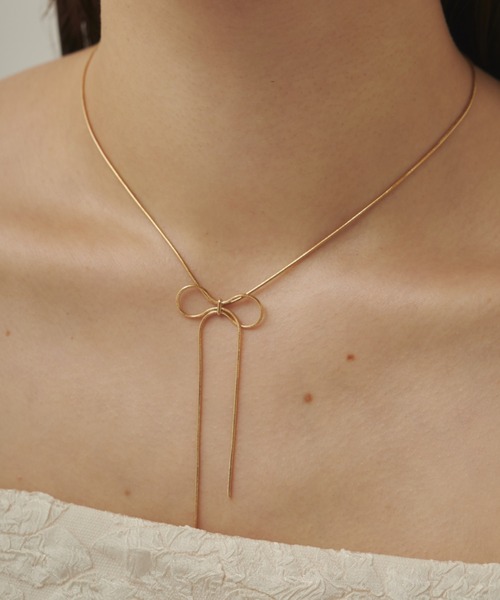 セール】【 金属アレルギー対応 】 simple ribbon necklace / シンプル