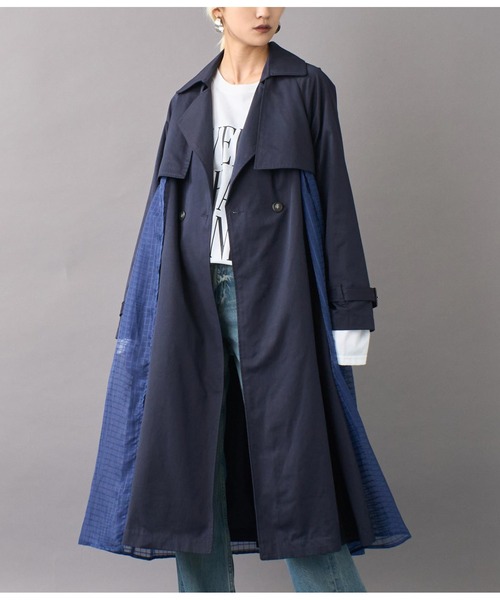 Settimissimo（セッティミッシモ）の「シアーチェックレイヤードトレンチコート（トレンチコート・レディース・キャメル/ネイビー・FREE）」の2枚目の写真