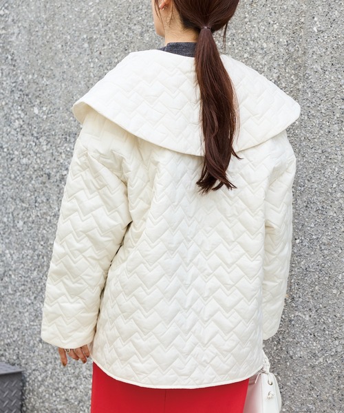 INCEDE（インシード）の「大襟キルトショートコート（その他アウター・レディース・オフホワイト/ブラック・M/L/LL）」の13枚目の写真