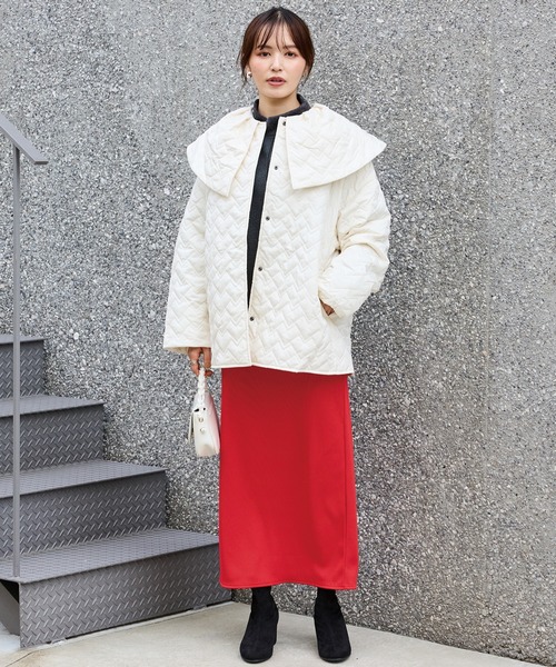 INCEDE（インシード）の「大襟キルトショートコート（その他アウター・レディース・オフホワイト/ブラック・M/L/LL）」の14枚目の写真