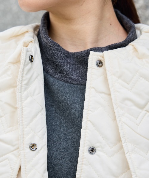INCEDE（インシード）の「大襟キルトショートコート（その他アウター・レディース・オフホワイト/ブラック・M/L/LL）」の18枚目の写真