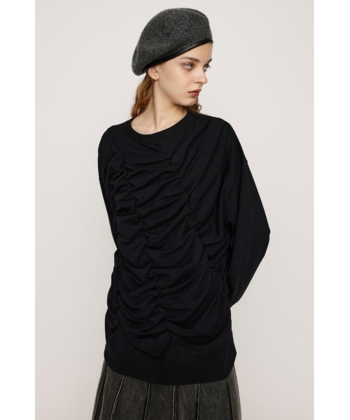 SLY（スライ）の「SHIRRING OVER SW TOPS シャーリング オーバー スウェット トップス トレーナー（スウェット・レディース・ライム/ブラック/ホワイト・FREE）」の7枚目の写真