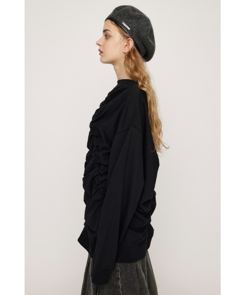 SLY（スライ）の「SHIRRING OVER SW TOPS シャーリング オーバー スウェット トップス トレーナー（スウェット・レディース・ライム/ブラック/ホワイト・FREE）」の9枚目の写真